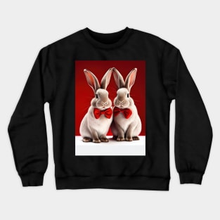 Adorable Rabbits in Red Bows - Cute Animal Print for Bunny Lovers Crewneck Sweatshirt